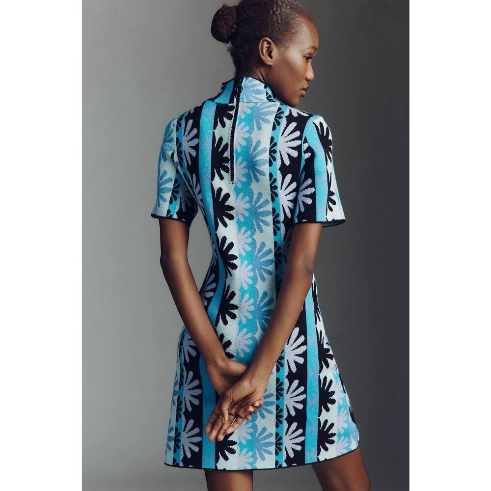 The Nina Short-Sleeve Mock-Neck Mod Sweater Mini Dress Anthropologie NWT XL - Picture 4 of 14
